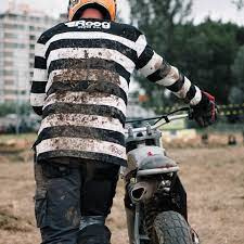 JERSEY BLACK & WHITE STRIPED SHIRT - MotoCross Style