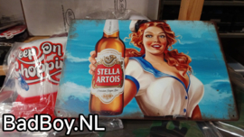 Saylor Pin-Up Metal Plate - Stella Artois Belgium Beer