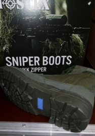 Sniper/Combat Boots - Army Green - Leather DeLuxe (Zipper)