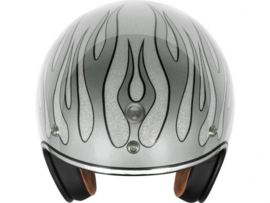 T-50 ECE Retro Open Face Helmet Blaze - SILVER FLAMES