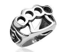 Streetfighter - Brass Knuckle Duster Ring - Silver