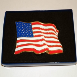 Belt Buckle - United States USA Flag with gold