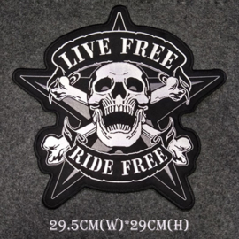 BackPatch - Live Free - Ride Free - Skull - EXTRA-LARGE