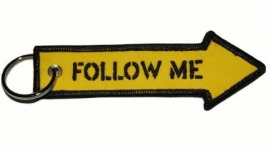 Embroided Keychain - ARROW - Yellow & Black - FOLLOW ME