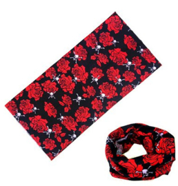 Tunnel / NeckTube - Red Roses - Small Skulls