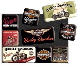 Harley-Davidson magnet set - Old Skool Bikes & Logos / NEW
