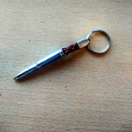 Metal Keychain - 8x51 Bullet (YCB-009) - with leather detail