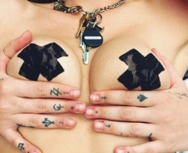 Cross X Shaped Pasty Set - Nipple - Black