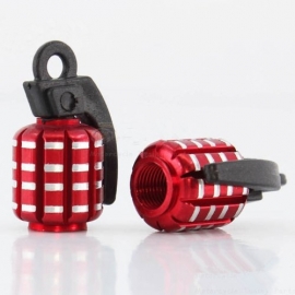 Valve Caps, Grenade - Red Metal - sold in pairs