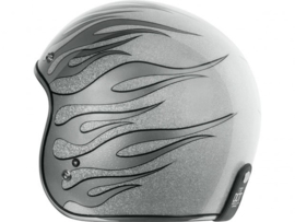 T-50 ECE Retro Open Face Helmet Blaze - SILVER FLAMES