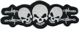 197 - Patch - Three Skulls and Barbed Wire