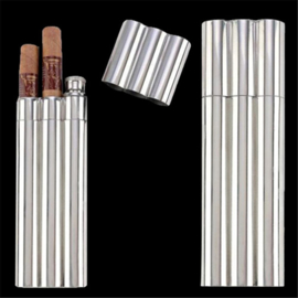 Stainless steel flask &  Double cigar holder