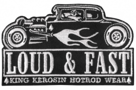 PATCH - Hotrod with flames - LOUD & FAST - King Kerosin HotRod Wear
