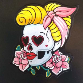 BackPatch - Pin Up skull with bandana and some roses