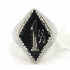 1% - One Percenter Ring - Black & Silver