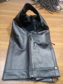 Black Diamond MC Vest - Full Leather - Black Stitching - Side Zippers