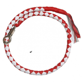 Get Back Whip - Biker Whip - Red & White Leather