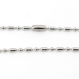 Dog Tag Chain - Silver - Long - Ball Bead