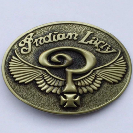 Brass Belt Buckle - Indian larry - Wings & Question Mark