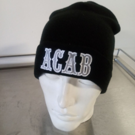 Beanie - Knit Cap - ACAB - Black / Silver & Wite