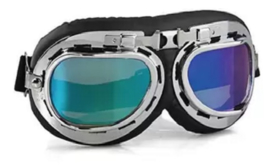 Goggles - RAF / Red Baron style - Blue Iridium Lens