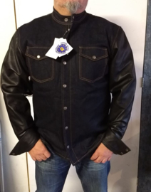 Leather sleeved Para-Aramid & RAW Denim Biker Shirt