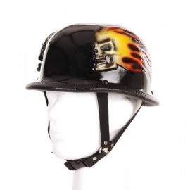 German Helmet, 3D - Flames & Skull