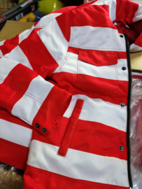 Prison Motorcycle Hooded Jacket - Red & White Stripes - Para Aramide
