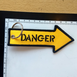 Embroided Keychain - ARROW - Yellow & Black - DANGER