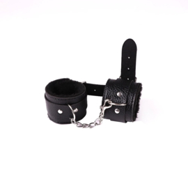 Furrrr Leather Cuffs -  Black