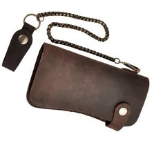 Biker Wallet - Large -  BRASS CHAIN ROUGH LEATHER