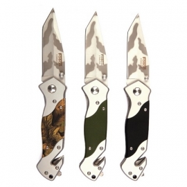 Grip Mes + Clip - 11cm lemet - Zwart, Groen of Camouflage