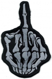 331 - Patch - SILVER - Skeleton Middle Finger