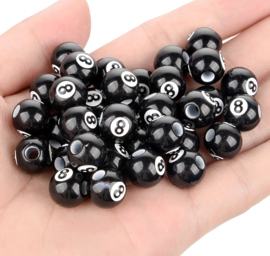 8-ball bead - Black Ball - Eight Ball - for paracord use a.o. - set of 2