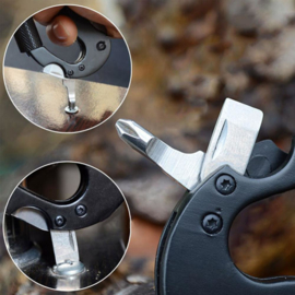 Knife / Multi-Tool - Fishing - Camping - Biker - Carabiner tool 6 in 1