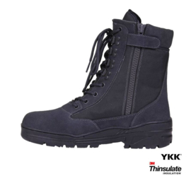 Combat Boots - Grey Leather & 3M breathing - Limited Edition (Zipper)