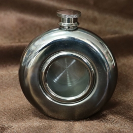 Round Window Flask - No Logo - 5 oz