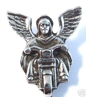 5410-SN 1 1/2" Antique Nickel Biker Guardian Angel on Motorcycle Decorative Snap 