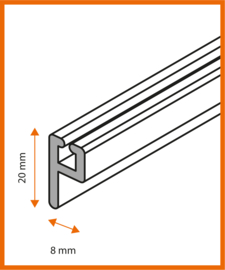 Aluminium ophang h-profiel rail zilver