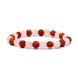 Armband rudhrakasha / rozenkwarts elastisch