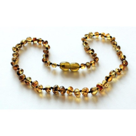 Barnsteen ketting baby/peuter olive round