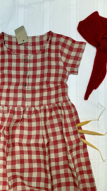 Simply Grey dames linnen  Hinterland dress met korte mouw, red checks