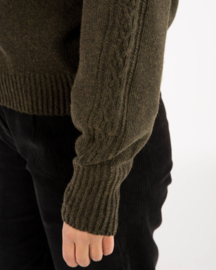 Matona Women lamswollen Cable knit sweater Olive