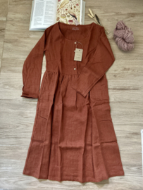 Simply Grey dames linnen  Hinterland dress Chestnut