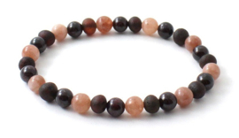 Barnsteen armbandje volwassenen cherry met granaat en zonnesteen