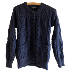 Aran Woollen Mills - Damesvest merino midnight blue