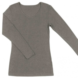 Joha wolzijden dameslongsleeve V-neck sesam