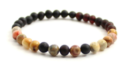 Barnsteen armbandje volwassenen cherry raw met crazy agaat