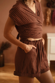 Evelina Apparel - Muslin wrap shirt cacao