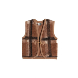 Alwero - Wollen bodywarmer krata brown kid